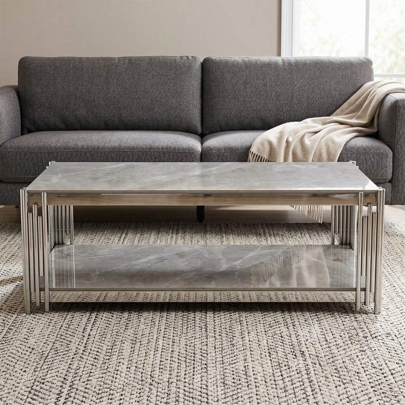 Kya Coffee Table Stone & Stainless Steel