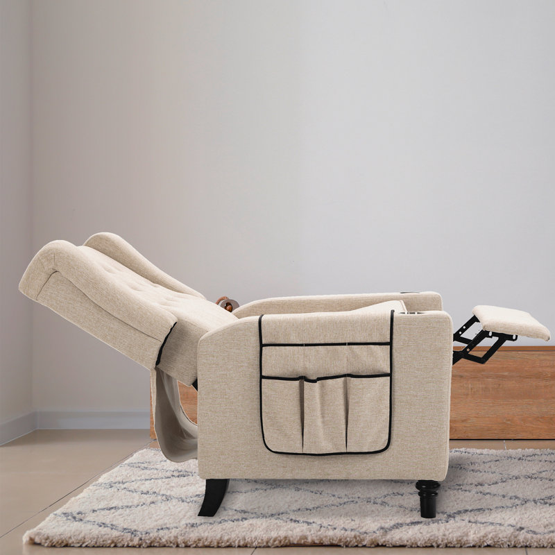 Fauteuil inclinable manuel 29,13 po de largeur Danesia, Mélange de lin kaki