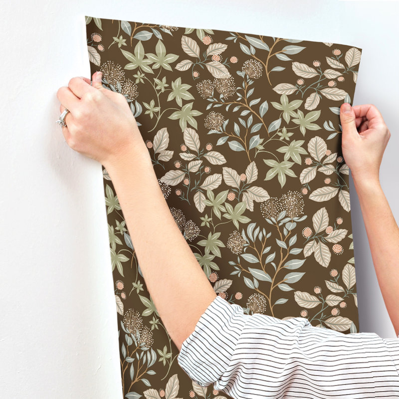 Mildred Black Botanical Trail Wallpaper, Brown