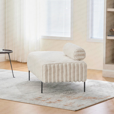 49.6" Wide Upholstered Mini Loveseat With Metal Legs, 2-Seater Small Sofa End Of Bed Bench Window Ottoman Footrest With Adjustable Back For Living Room Bedroom Entryway Hallway Small Space, Beige