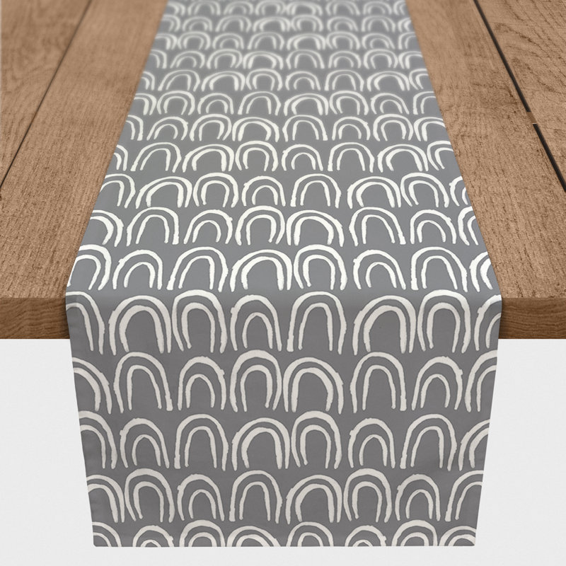 Chemin de table Maribeth, Gris, 90 po x 16 po, Géométrique 1