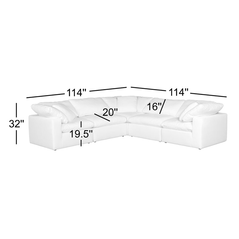 Armand Condo Classic L-Shaped Modular Sectional Livesmart Fabric, Light Gray Performance