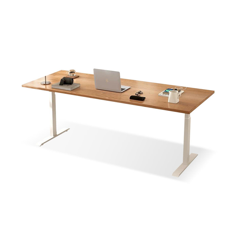 Brown Rectangular Hight adjustable Solid wood Desks, 24.8" H x 62.99" W x 27.56" D