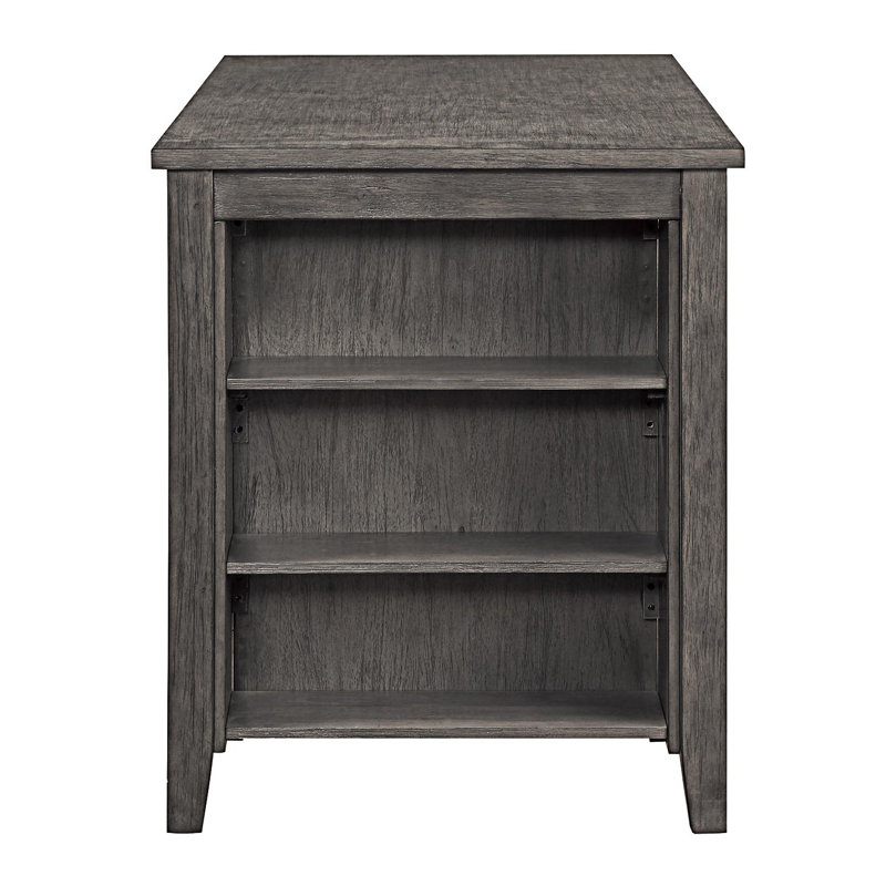 Transitional Gray Solid Hardwood Counter Height Dining Table with Storage