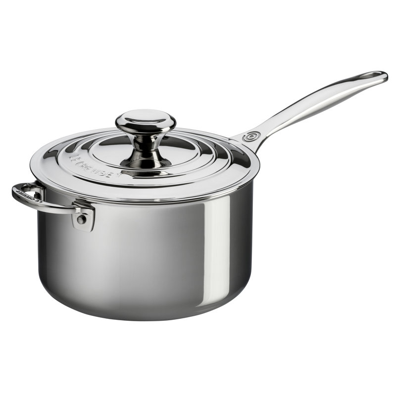 Le Creuset Stainless Steel Saucepan with Lid, 4 qt.