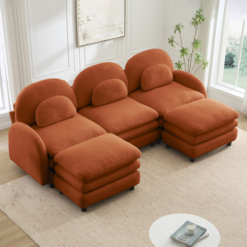 Canapé 3 places Teddy, H 35,41 po x l 98,21 po x P 55,51 po, Orange