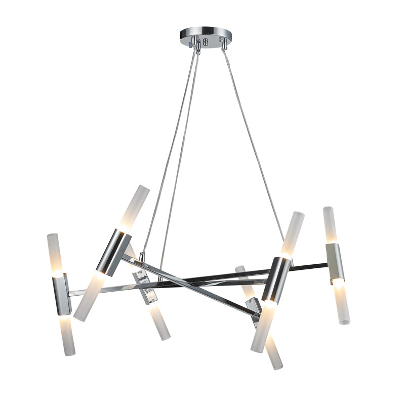 12 - Light Sputnik Modern Linear Chandelier, Chrome