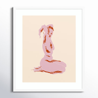 Nude With Arms Folded Over Her Head by Nantucket Wood Framed Wall Art Print