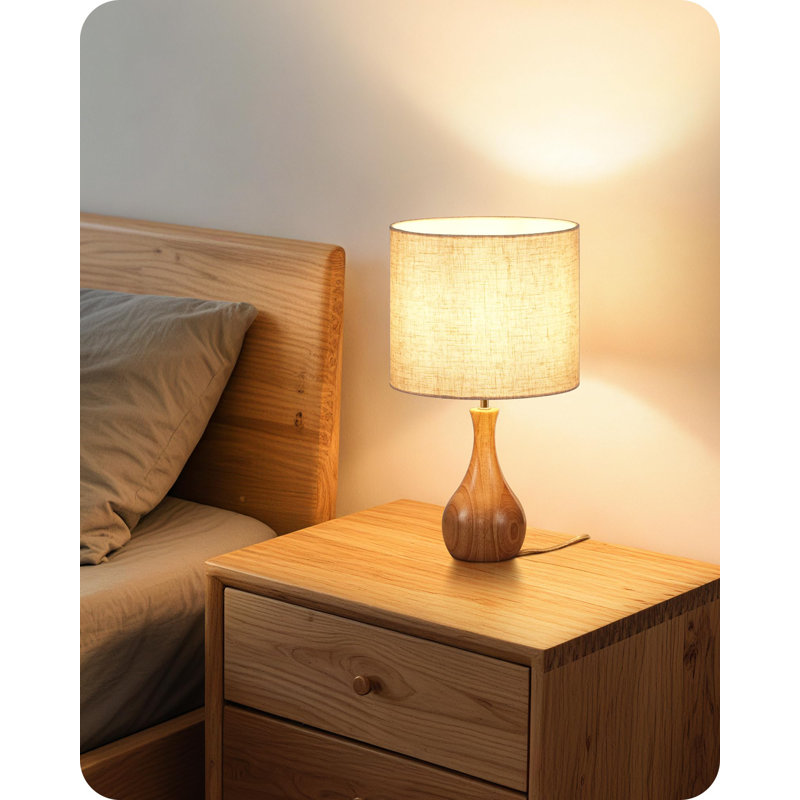 Wood Table Lamp, Beige