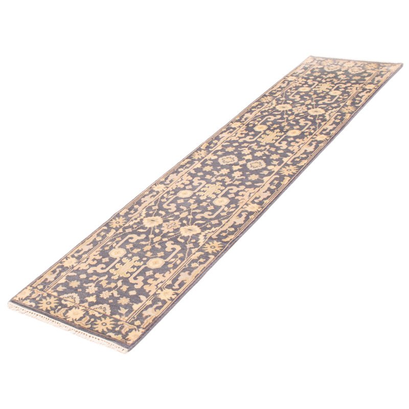 Tapis de couloir unique en laine gris foncé 2 pi 8 po x 11 pi 9 po One-of-a-Kind
