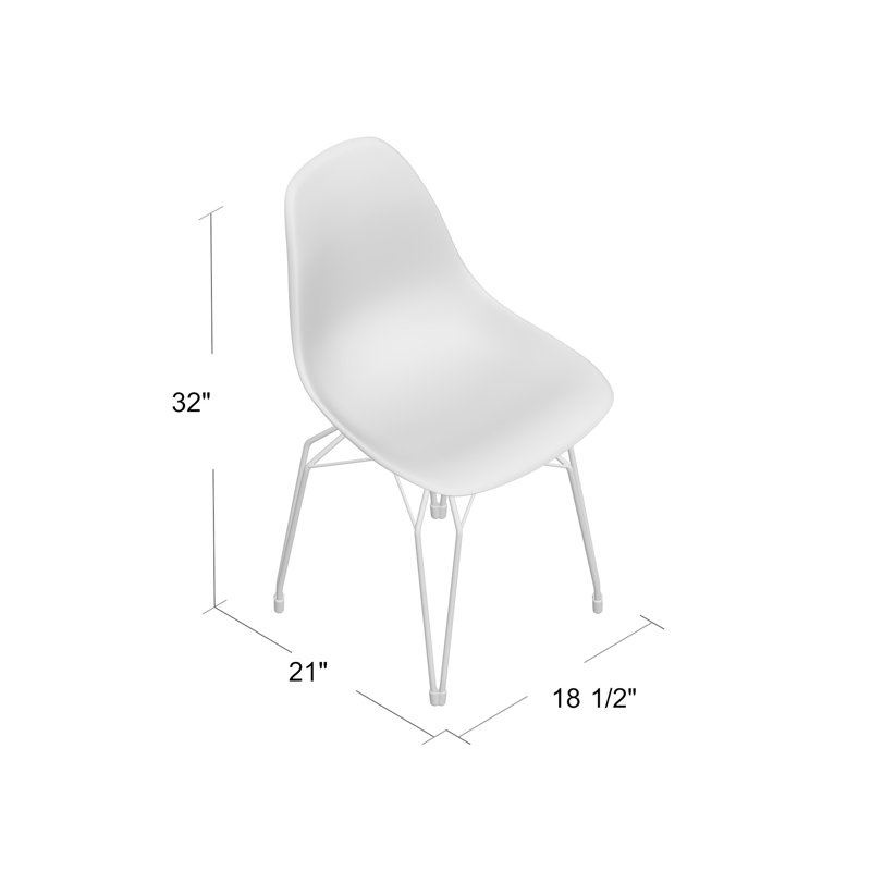 Emelle 18'' H Side Chair, White, Chrome