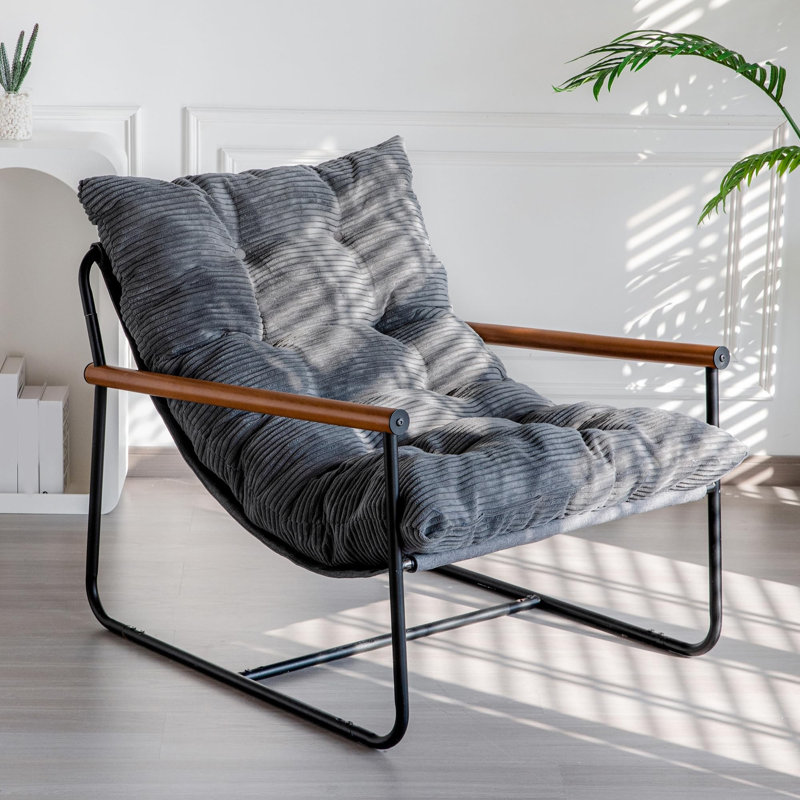 Fauteuil d'appoint moderne, fauteuil de salon confortable avec structure en métal