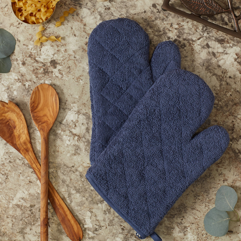 Design Imports Terry Oven Mitt, Bleu