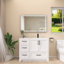 Comptoir de salle de bain simple 42 po x l 22 po avec comptoir en pierre en résine solide et comptoir blanc avec drain à droite et trou de robinet pré-percé