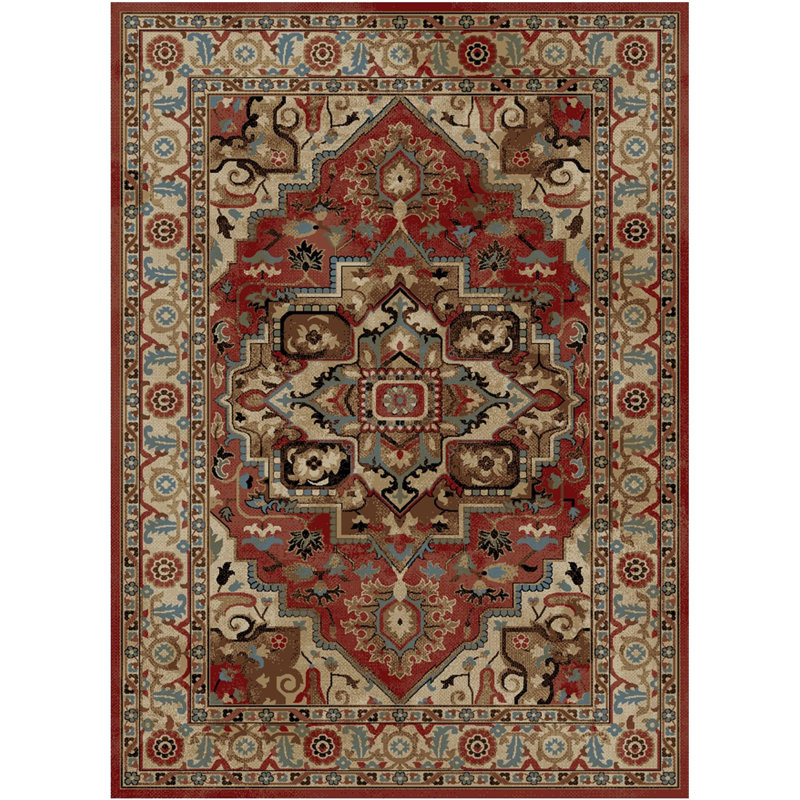 Tapis beige / rouge Heideman, Rectangle 5 pi 3 po x 7 pi 7 po