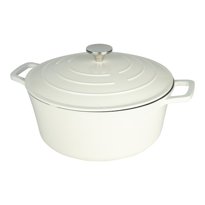 Grunwerg Commichef Non-Stick Cast Aluminum Round Dutch Oven, Cream, 6.5l