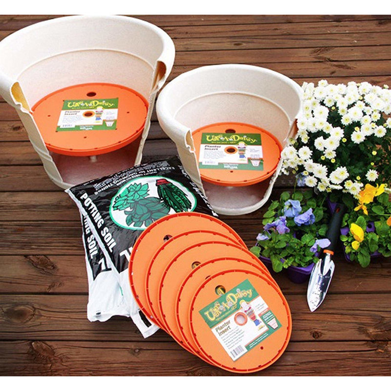 Ups-A-Daisy Round Indoor/Outdoor Planter Insert, 1" H x 18" W x 18" D, Orange