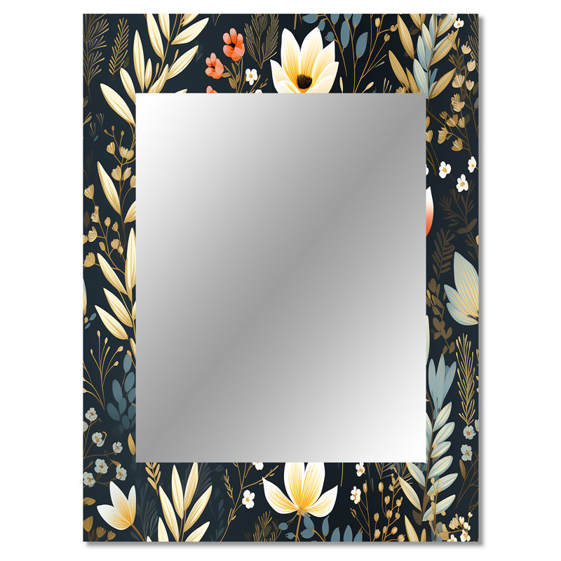 Nature'S Exquisite Floral Collage - Floral Decorative Mirror On Metal, 40 po x 30 po
