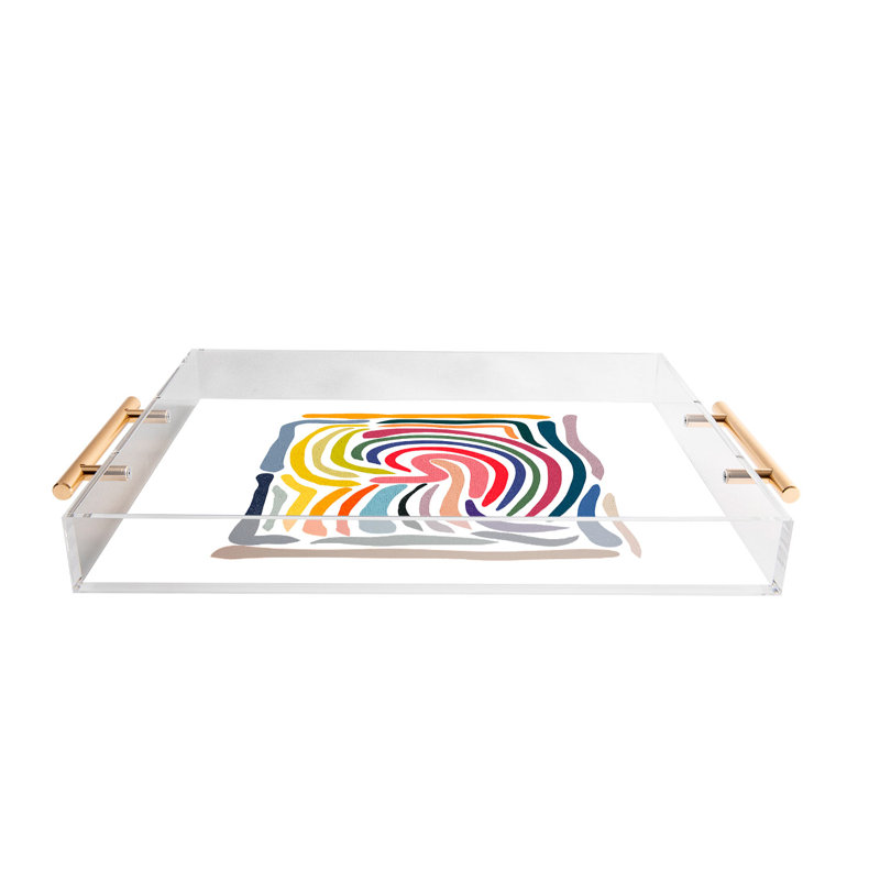Plateau en acrylique Cassidy Rae Marietta, Abstrait, Blanc