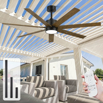 56"  Outdoor Ceiling Fans With Lights And Remote, Wet Rated Waterproof Ceiling Fan, 6-speed Dc Motor,  Modern Industrial Ceiling Fan Gazebo Fan For Porch Patios Pavilion(black&white)