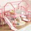 Lit double mezzanine rose avec glissade, structure, bruit et tablettes de rangement pour les escaliers en métal améliorant la chambre à coucher-130428426