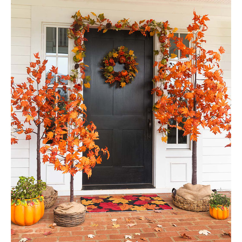 48" Tall Orange Maple LED Lighted Outdoor Faux Tree