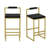 Modern Velvet Upholstered Bar Stools Set Of 2 Dining Chairs With Footrest &  Back Support For Kitchen (Black & Black)-1506118590