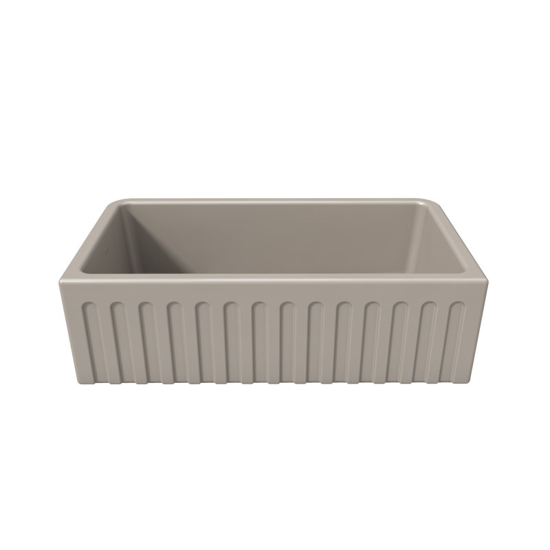 33'' L Single Bowl Fireclay Kitchen Sink, Silver Flax