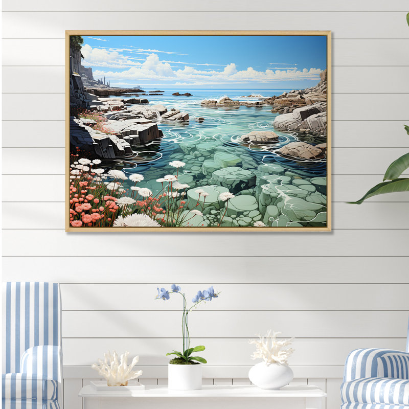 Paysage de plage sauvage III sur toile, Cadre naturel flottant, H 24 po x l 32 po x P 1 po