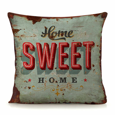  Coussin intérieur / extérieur en lin Home Sweet Home