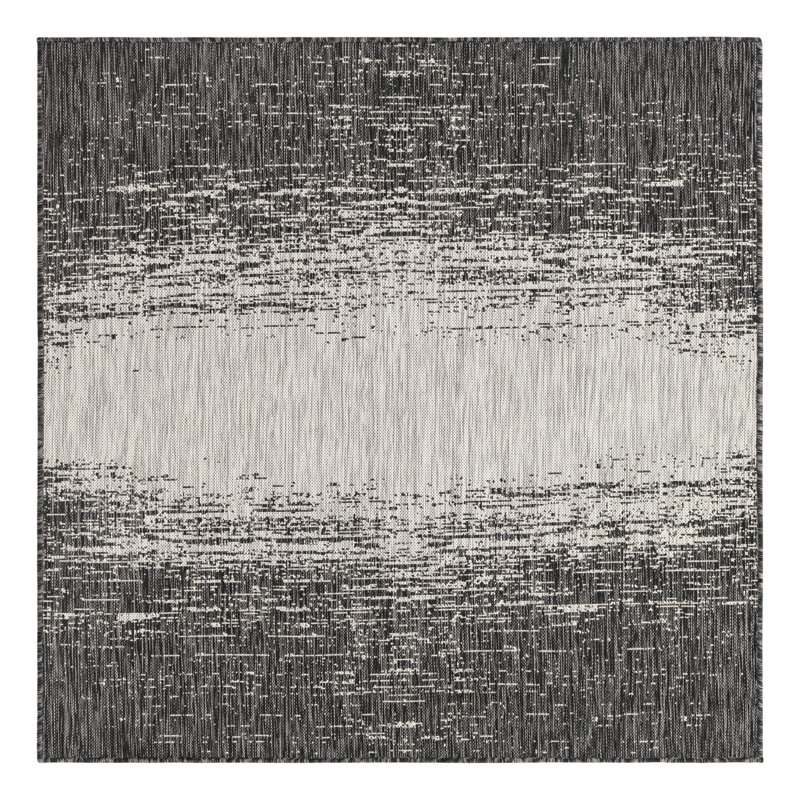 Pindall Charcoal Gray/Gray Indoor/Outdoor Rug, Square 5'3"