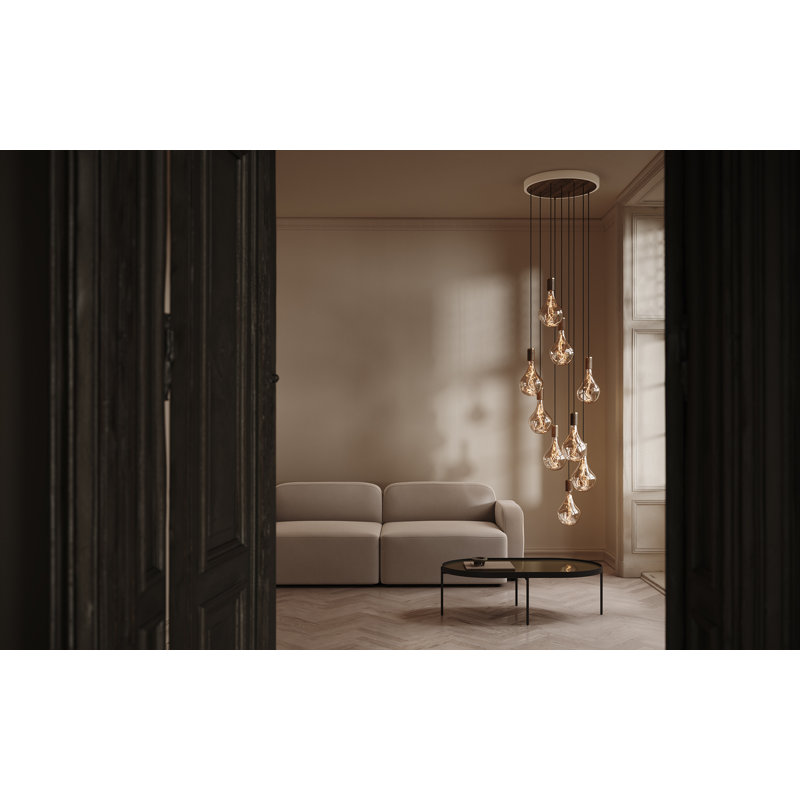 Luminaire suspendu à 9 lumières Voronoi II, Noyer