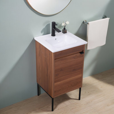 18' Mini Free-Standing Single Bathroom Vanity With Ceramic Pot