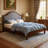 Solid Wood Bed Frame with Upholstered Headboard, Modern Design, No Box Spring Needed-1108145655-1108145653
