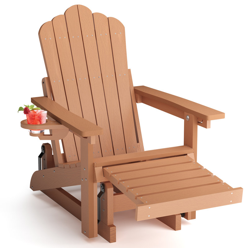 Chaise berçante d'extérieur en PEHD Adirondack, Teak, Yes