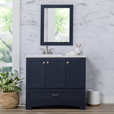 Emlyn 36"" Single Bathroom Vanity with 2 Cabinets, 1 Drawer, and Cultured Marble Vanity Top -  Spring Mill Cabinets, A36Y10320