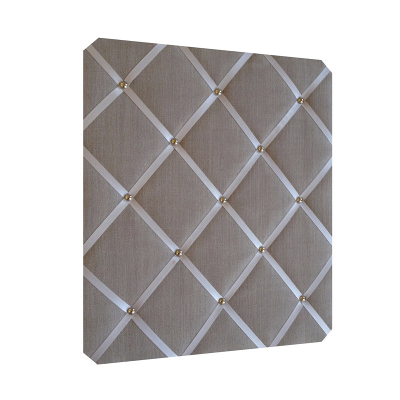 Fabric Covered, 48cm H x 40cm W, Ivory/Chrome