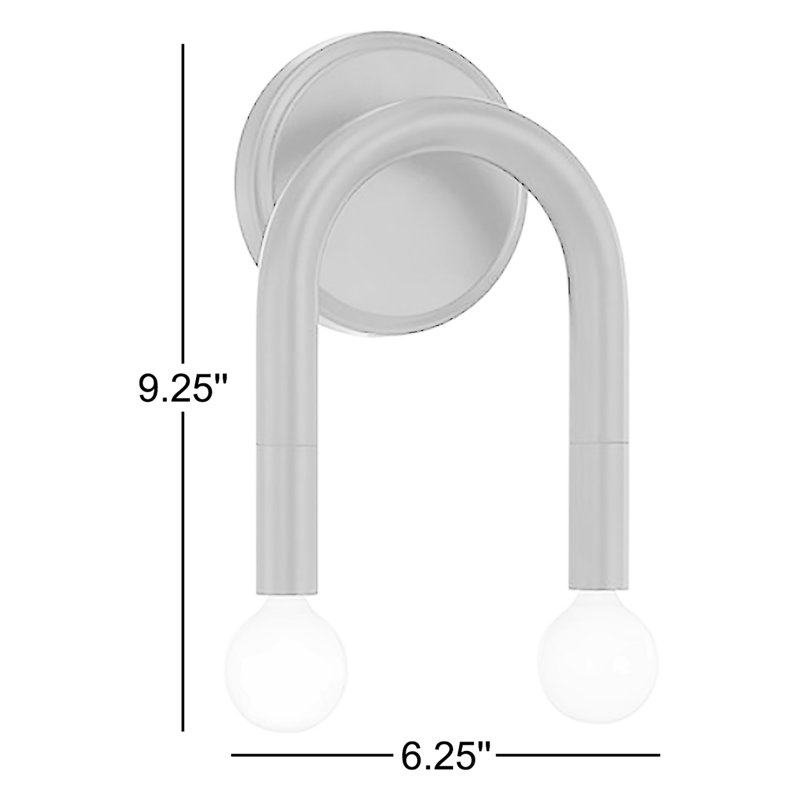 Applique murale 2 lumières Meridian en nickel poli, Nickel poli
