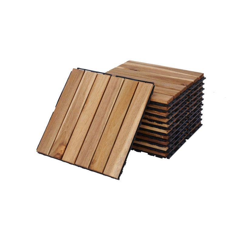20 PCS Interlocking Deck Tiles Striped Pattern, Yellow