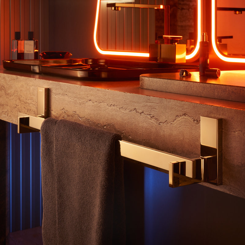 Universal Rectangular Towel Bar, Polished Gold