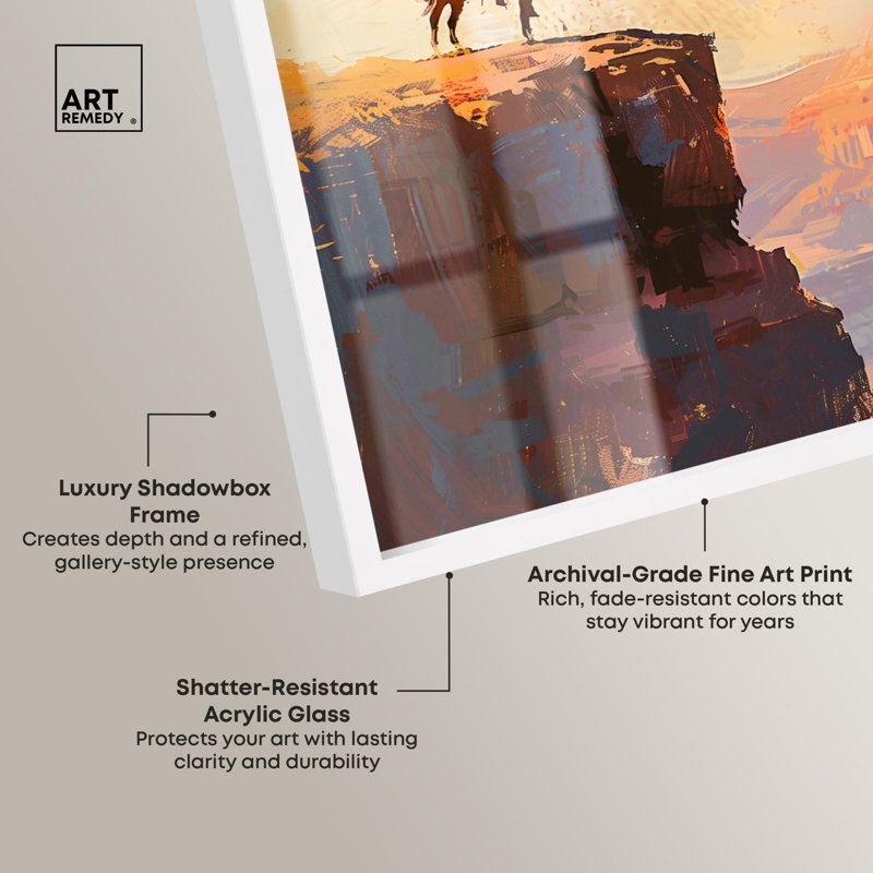 «Canyon View Landscape Art Shadowbox» par Art Remedy, H 21 po x l 31 po, Blanc