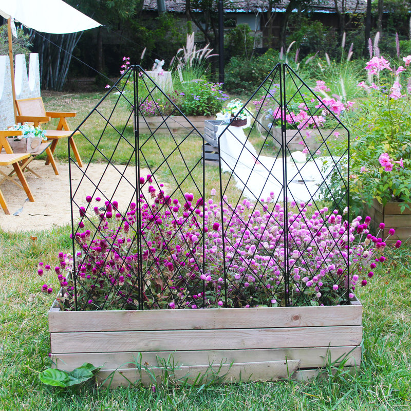 Black Foldable Metal Garden Trellis for Climbing Plants, 45.3" H x 9.8" W