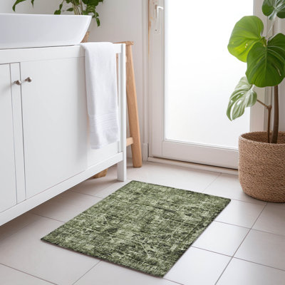 Premium Machine Washable Kelsa AMF41 Olive Rug