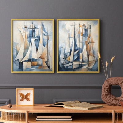 Série NAUTICAL CDxxiv - reproduction encadrée de qualité supérieure - prête à être accrochée - aucun clou requis - aucun clou requis