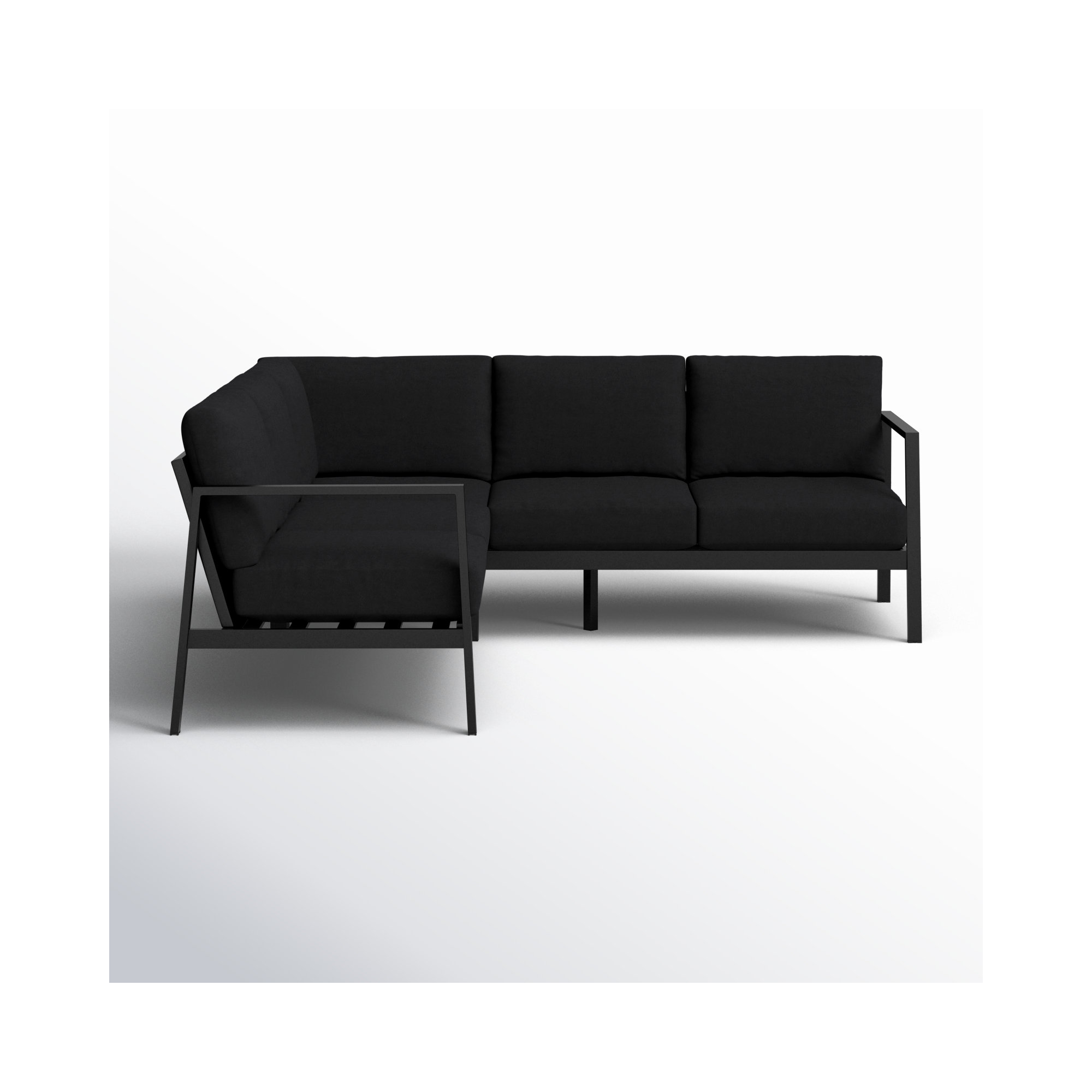 Armando 77.5'' Wide Triangle Aluminum Patio Sectional with Sunbrella® Cushions, Canvas Black Sunbrella® Canvas, Black