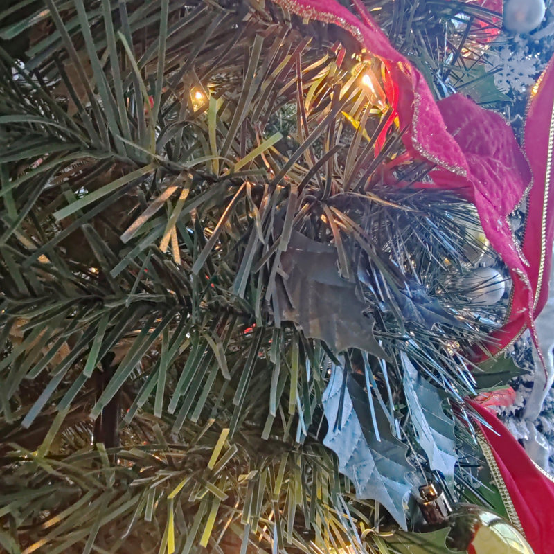 Sapin de Noël pliable artificiel de 2,3 m (7,5 pi) avec 150 lumières chaudes, H 7,5 pi
