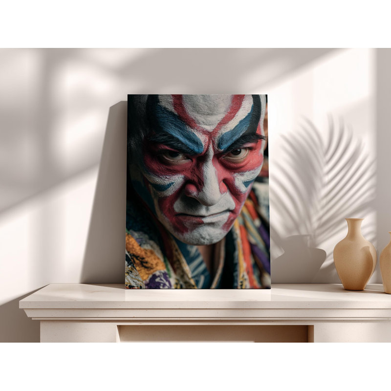 Portrait de l'acteur kabaki, art dramatique japonais, impression de maquillage intense, décoration murale traditionnelle pour la maison
