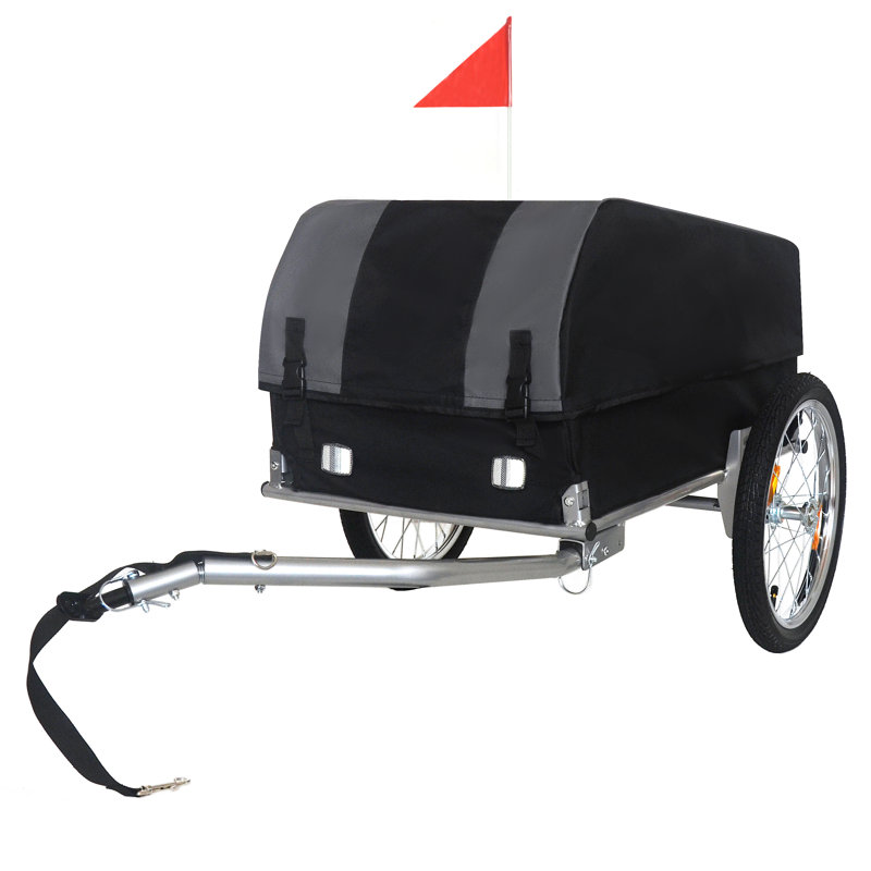 Life Sky Heavy-duty Bike Cargo Trailer: 88lbs Capacity Waterproof Cover - 16" All-terrain Wheels & Foldable Design For Camping & Groceries - Steel Frame & Oxford Fabric For Outdoor Adventures