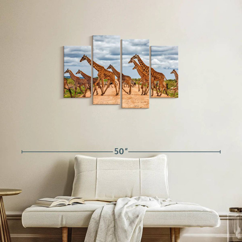 Brampt Running Giraffes And Zebras, 22" H x 36" W