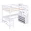 Lit mezzanine double avec bureau intégré en forme de L, tablettes de rangement à trois niveaux et escalier de rangement attaché-730851890